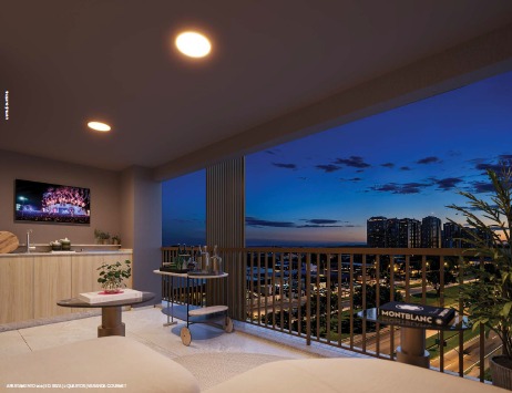Interior de apartamento de alto padrão com vista para o mar da Barra da Tijuca